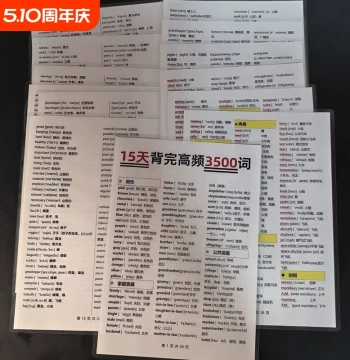 High-Frequency English Vocabulary: 3500 Essential Core Words Classified for Rapid Memorization, A4 Large Double-Sided Waterproof Laminated Cards