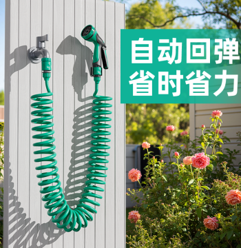 Retractable Spring Water Hose with Freeze-Resistant Sprayer