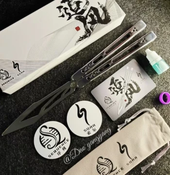 Xulie Zhui Feng Soar Butterfly Knife, Guanjuetian Qingying Guanfeng Co-Branded, Riveted Sandwich Style, Unsharpened