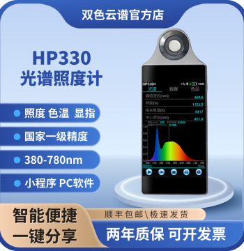 HP330 Spectral Illuminance Tester, Dual-Color Cloud Spectrum Handheld Wavelength CRI Color Temperature Detector, Customizable