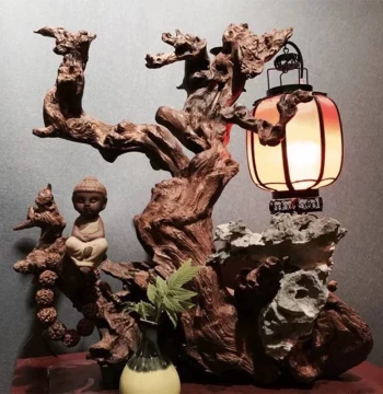 Hot Sale Natural Golden Silk Rosewood Tree Root Carving Raw Material Zen Style Bauhinia Natural Wood Sculpture Ornament