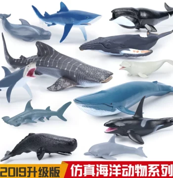 Children's Toy Simulated Marine Animals Sea Creature Models Great White Shark Dolphin Sperm Whale Orca Crab