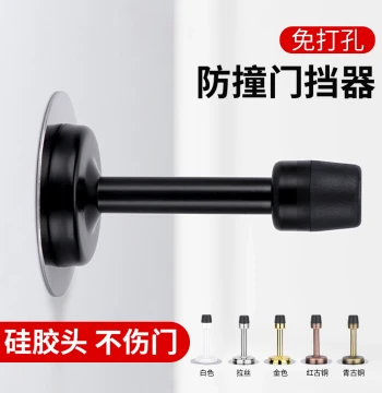 Door Stopper Anti-Collision Device Hydraulic Stainless Steel Extended Door Wedge with Rubber Tip for Security and Entry Doors, No Drilling Required