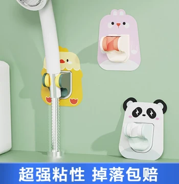 Shower Head Bracket No Drilling Bathroom Universal Adjustable Shower Holder Kids Shower Lift Rod Suction Cup Base