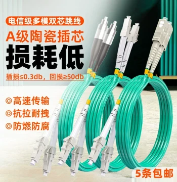 Telecom-Grade LC-LC Multimode 10G Fiber Patch Cable - 3M Duplex OM3/OM4 Data Center Cables, Also Available in LC-SC/LC-FC/SC-SC/FC (1M/2M/3M)