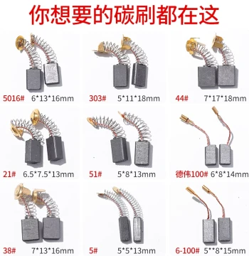 Universal Wear-Resistant Carbon Brushes for Angle Grinders, Rotary Hammers, Cutters, Polishers, and Electric Drills – Complete Range of Models