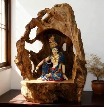 Root Carving Ornament, Natural Weathered Dead Wood Base, Zen Art Rock Tea Table Decor