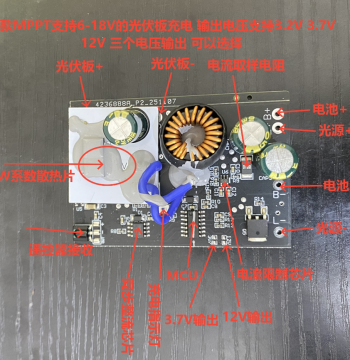High-Power Engineering MPPT Controller, 15A Charging Current for PV Panels 6-18V, Output 3.2V/3.7V/12V