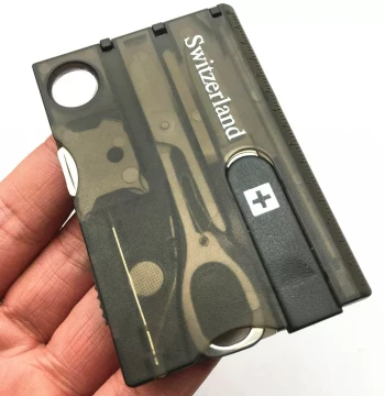 Swiss Swizerland Multi-Function Army Knife Card, Ultra-Thin Small Tool Card for Camping, Portable Knife Card with LED Light