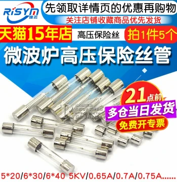 5KV 0.65A 0.7 0.75A 0.8 High-Voltage Fuse Tube Compatible with Galanz and Midea Microwaves