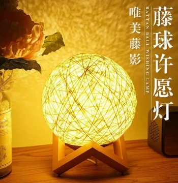 3D Rattan Ball Creative Night Light Woven Starry Nest Lamp Bedside Romantic Minimalist Gift Lighting Internet-Famous Nursing Night Light
