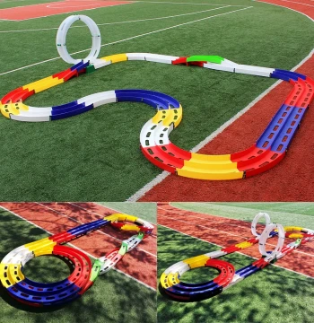 4WD Brothers Racing Track Set: Home Single/Double Lane Overpass Lightning Dragon Circuit, Gift for Boys