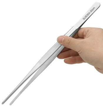 304 Stainless Steel Tweezers Round Curved Tip Extended Aquatic Plant Dressing Forceps Gardening Planting Succulent Tool Repair Clip