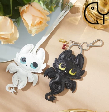 Caiyu Handmade Gift Couple DIY Material Kit Genuine Leather Self-Made Toothless Cute Bag Pendant Keychain Ornament
