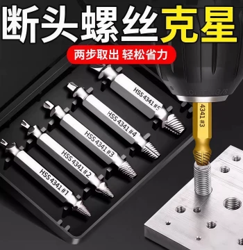 Broken Screw Extractor Set for Removing Stripped, Rusted, or Slipped Screws and Bolts