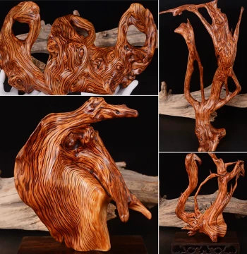 Taihang Cliff Cypress Natural Free-Form Ornament Aged Material Tiger Stripe Burl Unique Lump Black Oil Bone Material Backflow Incense Paperweight