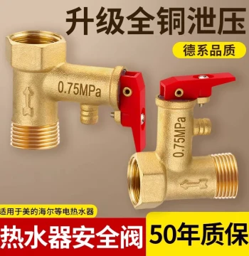 Universal All-Brass Safety Relief Valve and Check Valve for Electric Water Heaters of All Brands