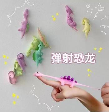 Finger-Launched Mini Dinosaur Toy, Sticky Wall Fun Tip Flying Dinosaur Slingshot Gift for Kids and Kindergartens