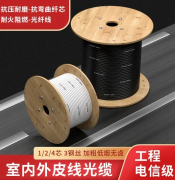 Telecom-Grade Indoor Single-Mode Drop Cable, 1/2 Core with 3 Reinforced Thick Steel Wires, G652 Fiber Optic Line, 1000/2000m, National Standard Single/Dual 4-Core Outdoor Self-Supporting Extension Line for Home Entry