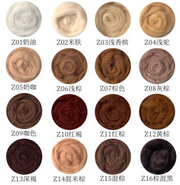 Spanish Short-Staple Brown Wool Roving for Needle Felting, Soft and Fine Easy-to-Felt Wool Strips