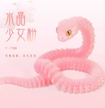 3D Printed Year of the Snake Toy Crystal Viper Figure with Snake Egg Set, Articulated Realistic Small Dragon Model Toy