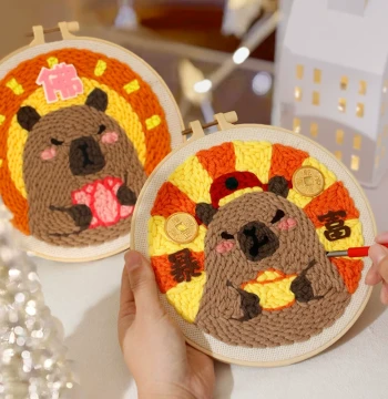 Russian Punch Needle Embroidery DIY Material Kit for Couples Ornaments - Simple Creative Yarn Self-Made Decorative Painting Set