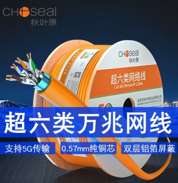 Choseal Cat6A Double Shielded Network Cable, Home Gigabit Full Copper Network Wire, Home Decoration Pre-Buried 6A 10-Gigabit Broadband Line