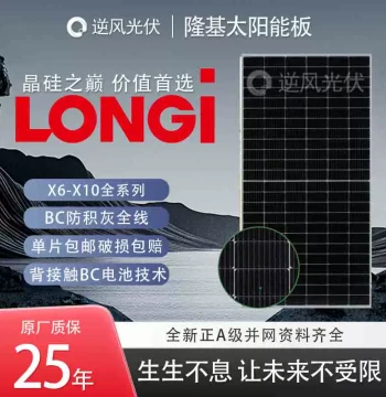 LONGi Green Energy Black Cat X5-X10 Solar Panels 225W-655W - High-Efficiency Monocrystalline Single/Dual Glass Modules