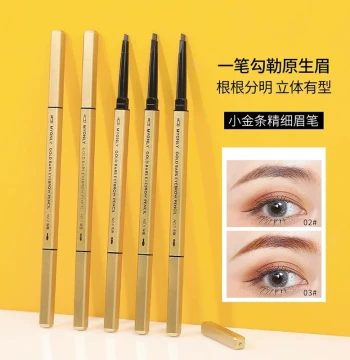5pcs Internet-Famous Recommended Gold Barrel Ultra-Fine Eyebrow Pencil Waterproof Sweat-Proof Long-Lasting No Smudge for Women Beginners Khaki