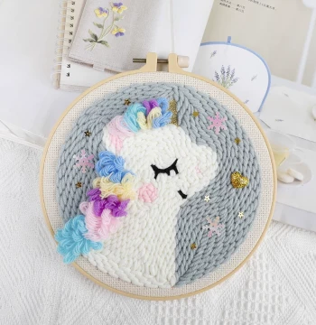 Handmade DIY Yarn Punch Embroidery Material Kit Russian Embroidery Punch Craft Class Simple Basic Self-Stitch Gift