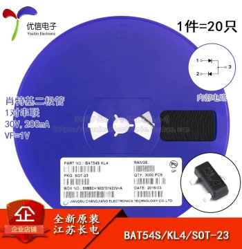 Original Genuine BAT54S KL4 SOT-23 30V/200mA Surface-Mount Schottky Diode, 20 Pieces