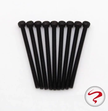 DIY Tamiya Four-Wheel Drive Car High Strength Black Guide Wheel Screw M2 Full Thread Hex Socket 12.9 Grade 10 Pieces