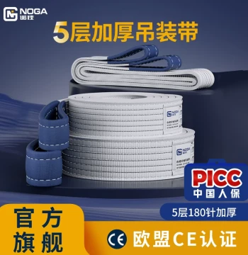 Lifting Sling for Cranes, National Standard Industrial Flat Webbing, 1 Ton & 2 Ton Heavy-Duty Double-Loop Tree Lifting Strap for Hoists and Overhead Cranes