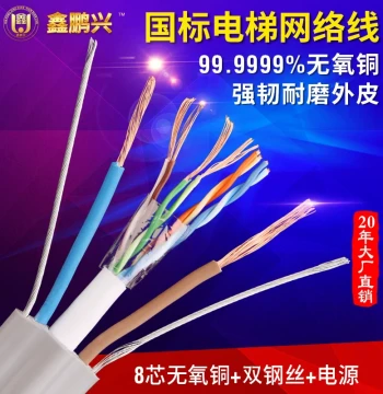 Elevator Surveillance Dedicated Cable Cat5e 8-Core Video Surveillance Traveling Network Cable with Integrated Power Pure Copper