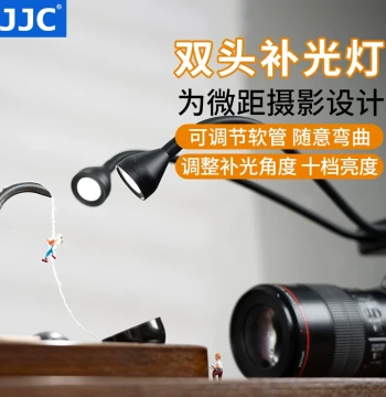 JJC Macro Fill Light LED Dual-Head Continuous Photography Light for Oral, Jewelry, Insect, and Flower Macro Shooting - Compatible with Sony, Canon, Nikon, Fuji DSLR Cameras - External Hot Shoe Mount