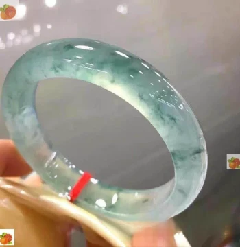 Clear African Jadeite Dulong Jade Bangle Yang Green Floating Flower Women's Old Pit Jade Bracelet Wide Strip Beauty Bangle Gift