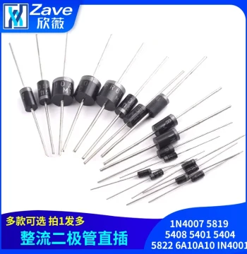 1N4007 5819 5408 5401 5404 5822 6A10 A10 IN4001 Rectifier Diode Through-Hole
