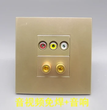 Champagne Gold 86-Type Audio/Video Solder-Free AV Speaker Four-Head 4-Hole Speaker Wire Gold 5.1 Surround Banana Plug Terminal