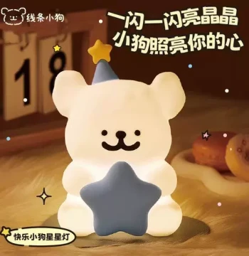 ins New Style Line Puppy Night Light Children's Bedroom Bedside Sleep Lamp Small Desk Lamp Kindergarten Gift for Girls Friends Birthday Present