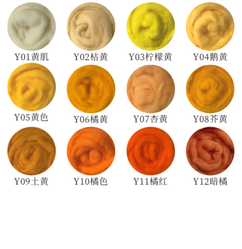 Spanish Short-Staple Yellow Series Wool for Needle Felting, DIY Wool Felt Flat Lay Wool Strips, Soft, Fine, and Easy to Felt
