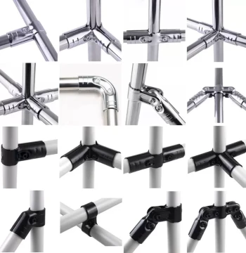 20/25/28/32mm Two-Way and Three-Way Connectors, Galvanized Round Steel, 1/2 inch to 1 inch, Weld-Free Snap-Fit Fittings