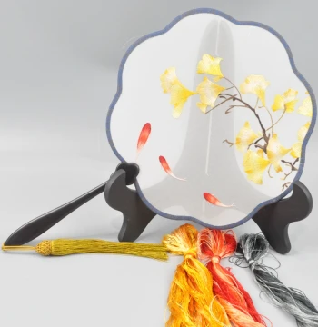 Su Embroidery DIY Kit for Beginners Double-Sided Embroidery Round Fan Material Pack Suzhou Embroidery Plum Blossom Shape Fan No Basic Skills Required