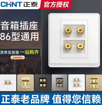 CHNT Single Gang Multimedia Audio Dual Gang Speaker Panel Type 86 Wall Household Concealed Installation Speaker Jack Socket