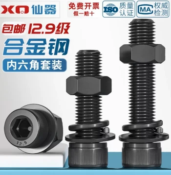 Grade 12.9 High-Strength Cup Head Hex Socket Screws Nuts Set Assortment Bolts with Flat and Spring Washers M2-M20