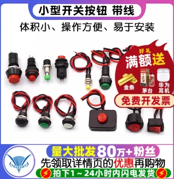 Miniature Switch Buttons: Automotive Self-locking, Non-locking, and Self-resetting Types, Mini Rocker and Round Micro Switches, 12V