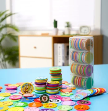 Custom Reward Points Cards Classroom Teacher Praise Creative Plastic Point Coins Round Learning Coins Elementary Grade 1 Reward Gold Coins Family Praise Cards Bonus Cards Double-Sided Customization