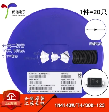 Original Authentic 1N4148W Marking T4 SOD-123 100V 150mA SMD Switching Diode 20 Pieces
