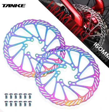 TANKE Bicycle 160mm Colorful Disc Rotor - Stainless Steel Oil/Disc Brake Pad with Bolts for Road and Mountain Bikes