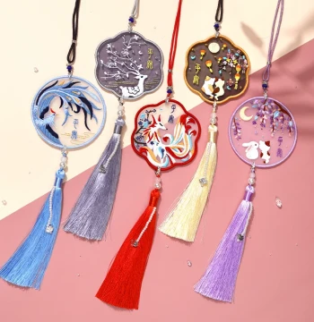 Embroidered Amulet DIY Kit for Couples - Handmade Peace Charm Material Set with Double-Sided Stitching, Creative Gift for Boyfriends