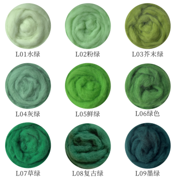 Spanish Short-Fiber Green Wool Roving for Needle Felting, Soft and Fine Easy-to-Felt Wool Strips for Flat Laying